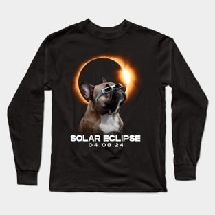 Solar Eclipse French Bulldog Serenity: Stylish Tee with Adorable Pups Long Sleeve T-Shirt